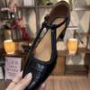Women's Textured T Strap Heeled Sandals Ankle Buckle Woven Casual Versatile Shoes