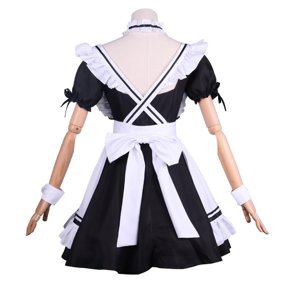 GEAHOL Maid Cafe Maid Classic Short Unisex for Men and Perfect for and Adults Costume, Cosplay, Apron, Length, 10-Piece Set, Women, Cosplay, Events,
