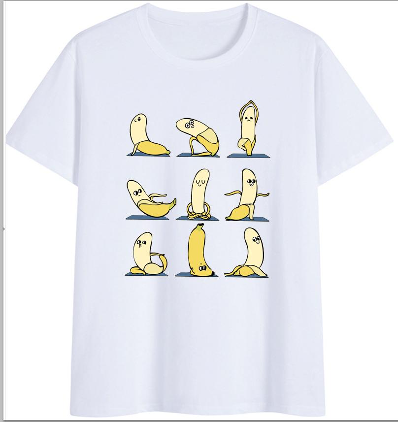 COTTON 100% Hot European and American Funny Banana Undress Short-sleeved Women's T-shirt Tops  Oversized T Shirt