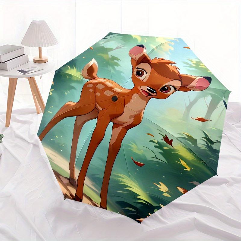 1pc Bambi,Forest Automatic Folding Umbrella: Compact 8-Bone Design Cartoon Outdoor Travel Companion, Business Umbrella, Christmas Valentine'