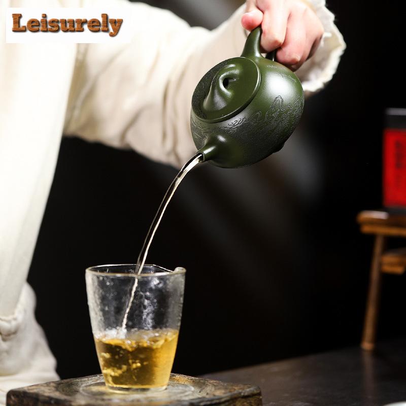 260ml Yixing Lila Ton Stein Schöpfkelle Teekanne Handgefertigt Grüne Erde Teekanne Schönheit Tee-Sieb Kessel Chinesisches Zisha Kung Fu Tee-Set