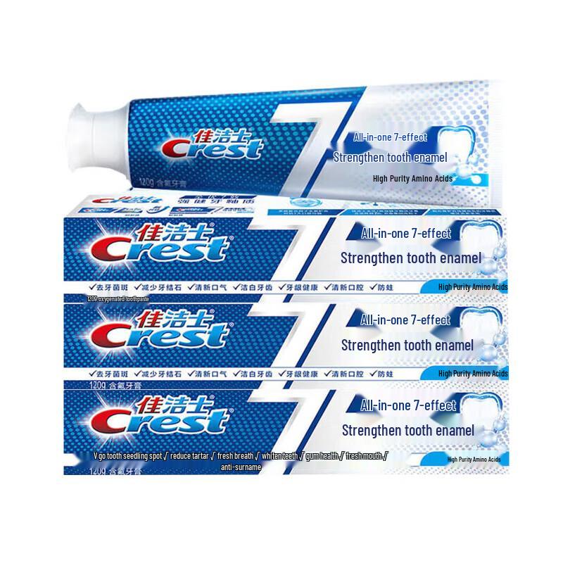 Crest 7-Benefit Enamel Strengthening Toothpaste 3x120g + Vinda Tissues