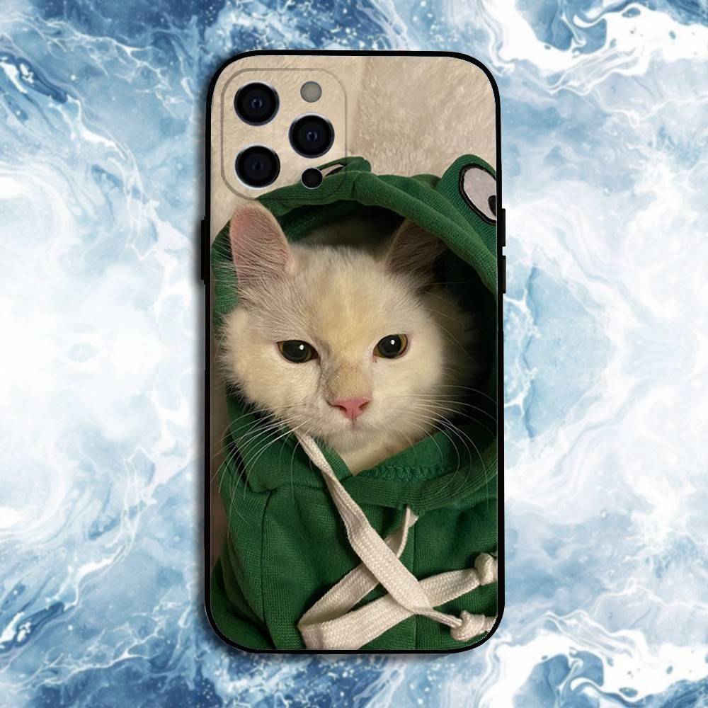 Pet Cat Funny memes Phone Case For iPhone17,16,15,14,13,12,11 Plus,Pro Max, Soft Silicone Black Cover