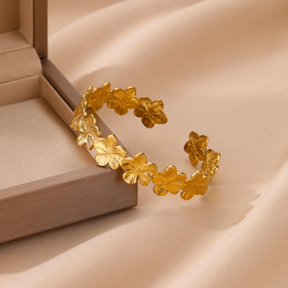 Bowknot Bangle Bracelet for Women Gold Color Stainless Steel Geometric Cuff Bangles Fashion Party Aesthetic Jewelry Gift