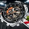 LIGE Business Watches for Men Waterproof Silicone Men Sports Watches Casual Quartz Wristwatch Fashion Male Watch Reloj Hommes