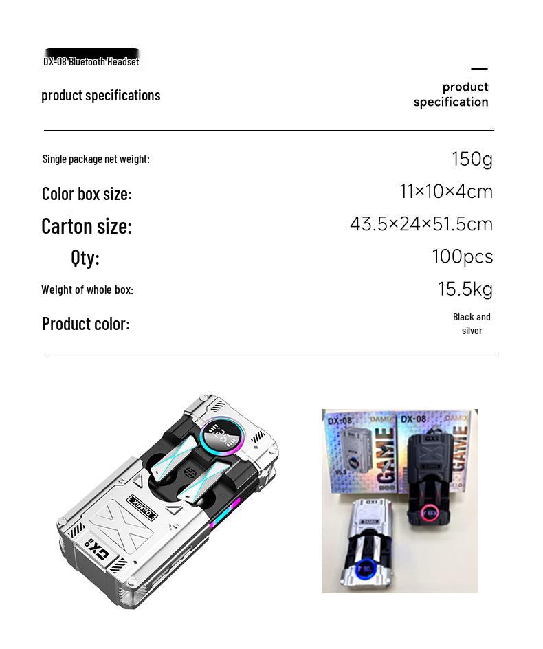 Grenzüberschreitendes DX-08/07 E-Sports TWS Drahtloses Bluetooth 5.3 Headset mit Ultralanger Akkulaufzeit