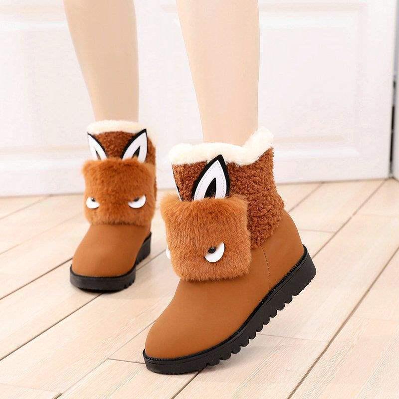 2025 Women's Fleece-Lined Waterproof Snow Boots - Korean Style, Non-Slip, Warm, Mid-Calf.
