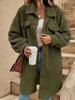 New European and American winter open-button lapel plush jacket loose temperament long coat women