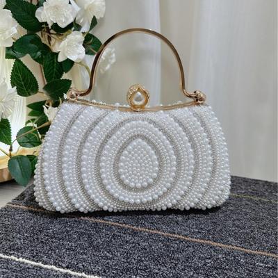European & American Women's Pearl and Rhinestone Clutch Handbag Wallet Crossbody Bag