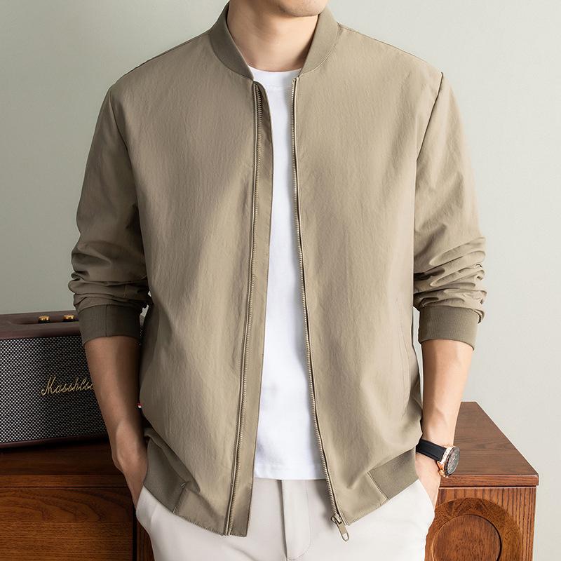 High-end men's jacket, business casual men's clothing, spring and autumn solid color baseball collar coat
