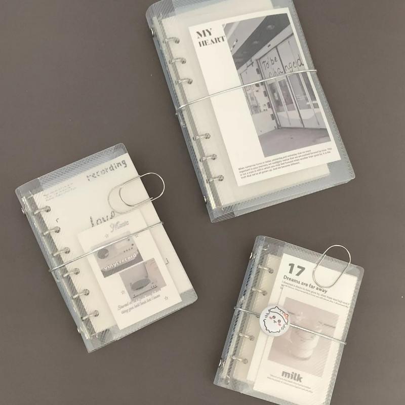 M5 A6 Diagonal Pp Three Fold Pp Loose Notebook Cover Mini Portable Sticker Small Card Po Storage Ledger