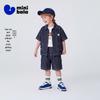 Minibala Boys' Cotton-Linen Denim Short-Sleeve & Shorts Set