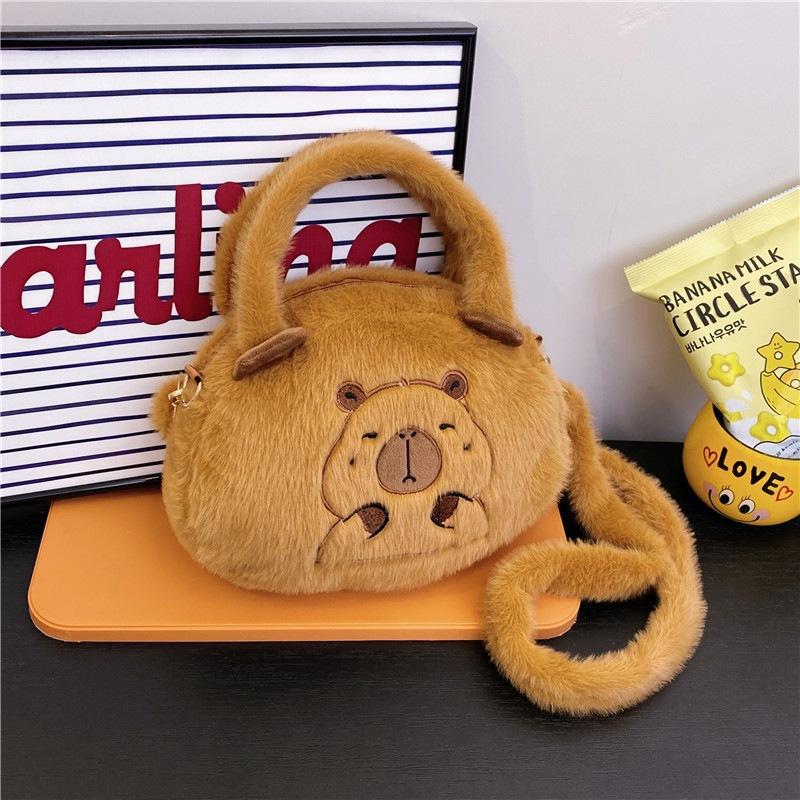 Capybara Plush Crossbody Bag - Cute Cartoon Doll Storage Bag