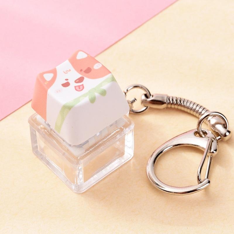Portable Cute Animal Glowing Fidget Keyring Mechanical Keyboard Pendant Stress Relief Toy for Autism Kids