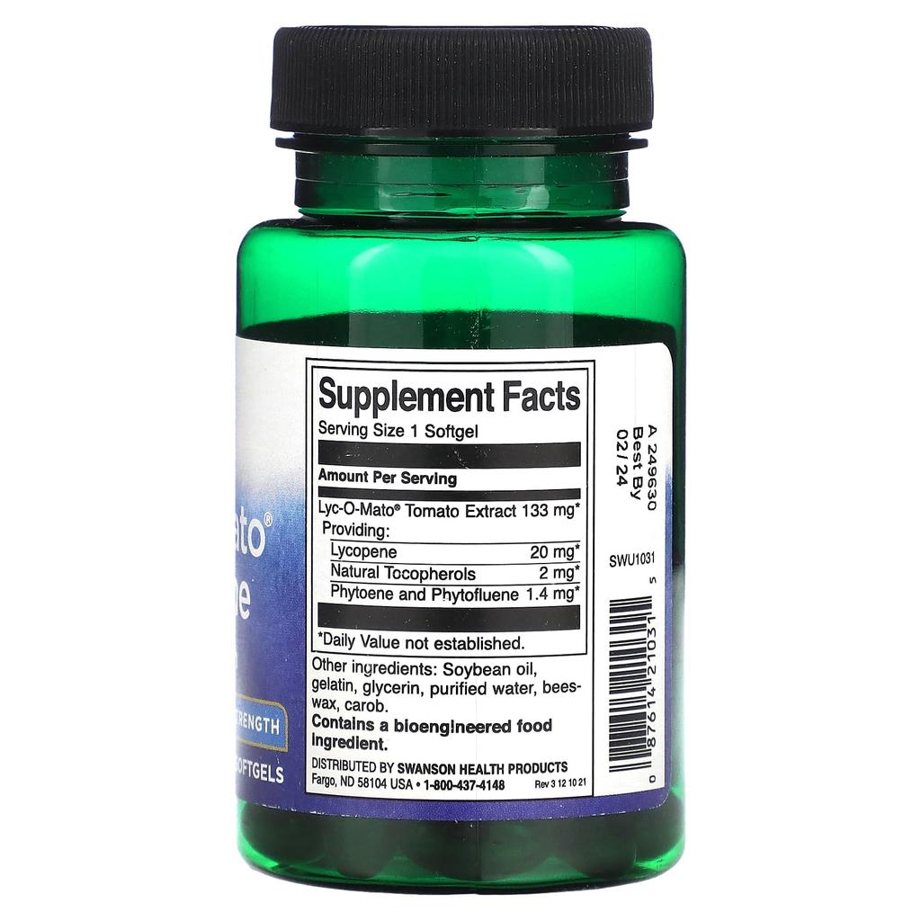 Lyc-O-Mato, Lycopene, Double Strength, 20Mg, 60 Softgels