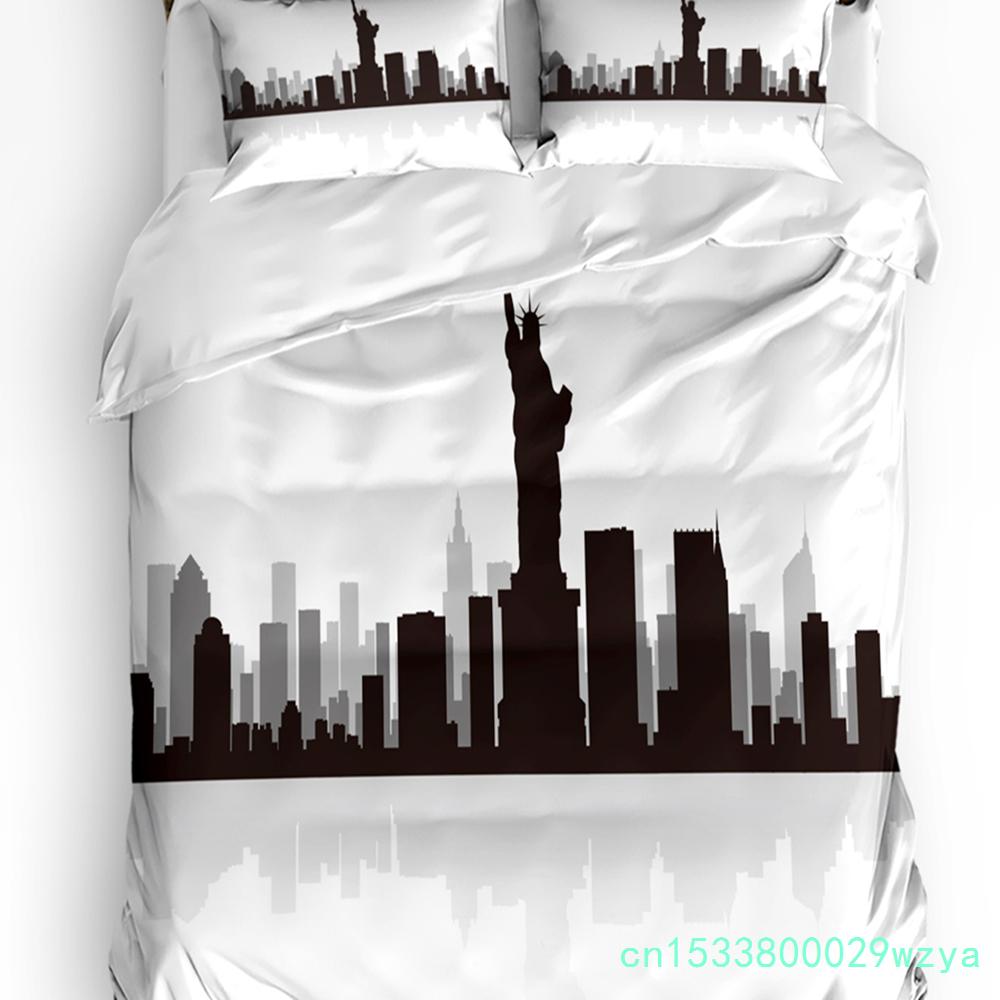 New York Sketch City Bettbezug Bett Bettwäsche Set Für Doppelbett Heimtextil Bettdeckenbezug Kissenbezüge Schlafzimmer Bettwäsche Set (Kein Blatt)