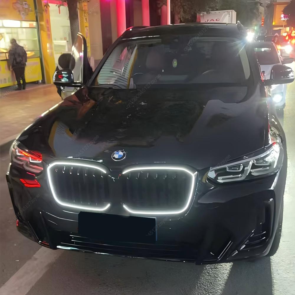 Car Front Bumper Kidney Grill Grilles With LED Lights For BMW X3 X4 G01 G02 2022 2023 2024 LCI ABS Gloss Black Bodykits Tuning