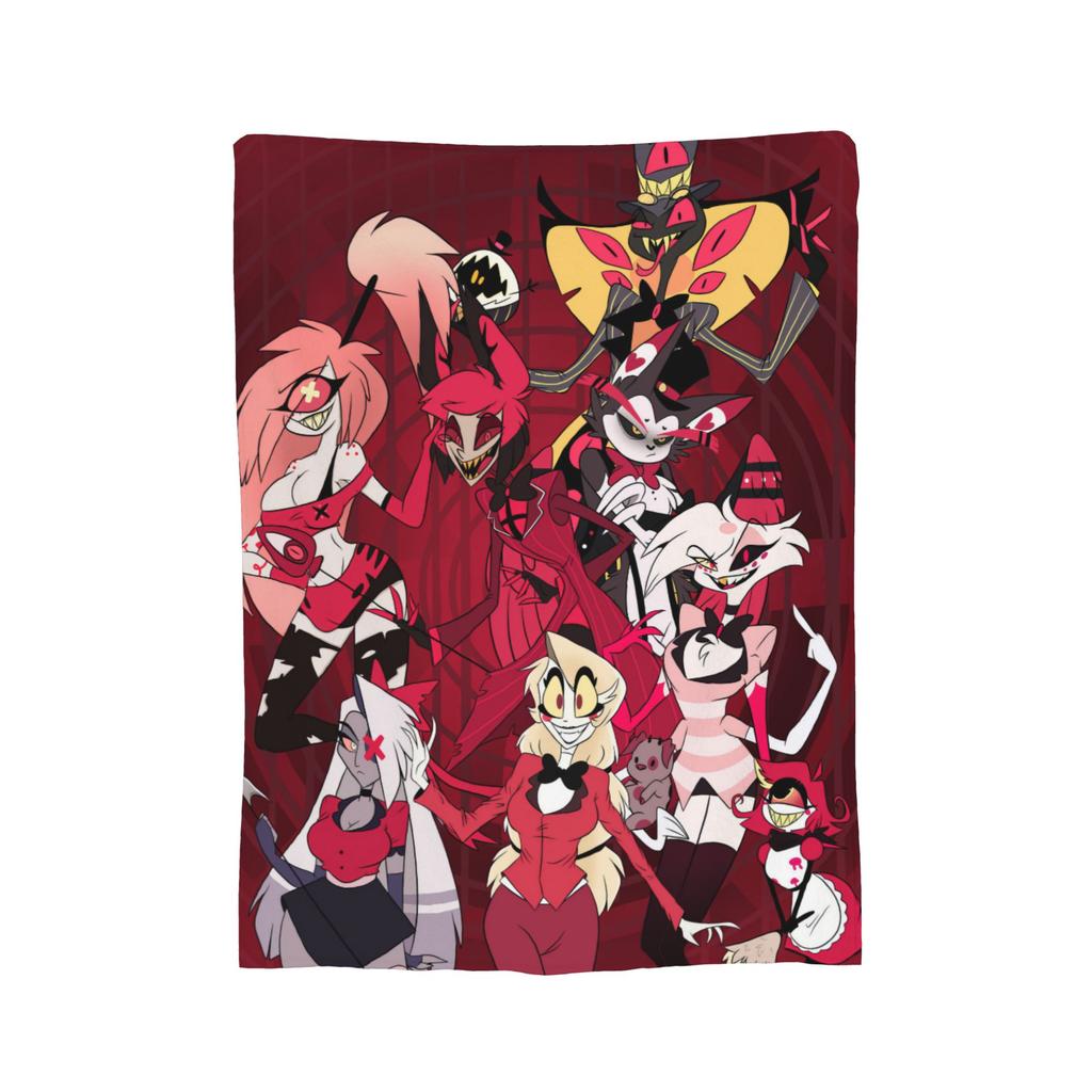 Cartoon Hazbins Hotels Blanket Velvet Print   Multifunction Lightweight Thin Throw Blanket for Sofa Car Bedspread