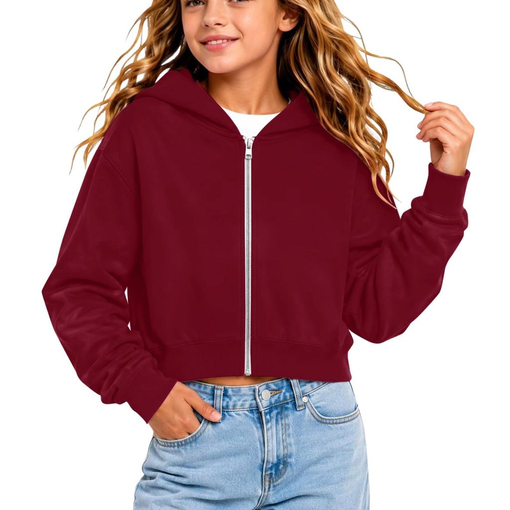 Kinder Farbiger Cropped Hoodie Lässige Jacke für Herbst Winter