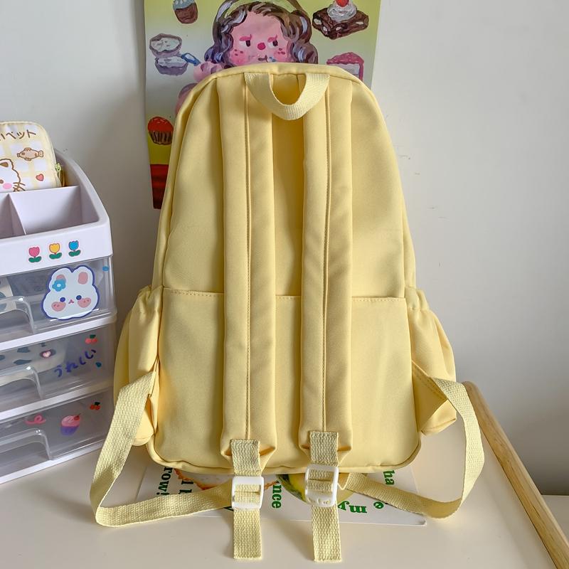 Teenage Backpack Solid Color Student Schoolbag Large Capacity Backpack