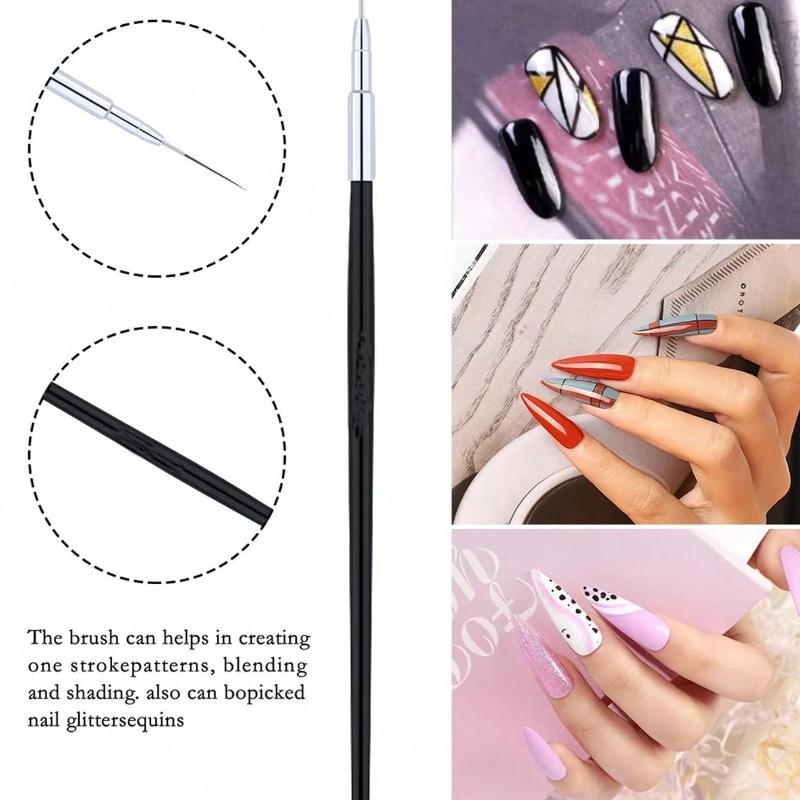 Nail Art Liner Brushes 5Pcs Painting Nail Art Brush Plastic Handle Nail Dotting Drawing Tool for Long Lines, Fine Drawing Sizes 7/9/11/15/25mm