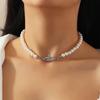 Planet Pearl Choker Necklaces for Women Crystal Rhinestones Pearl Bead Necklaces Ladies Wedding Pearl Bead Chain Neck