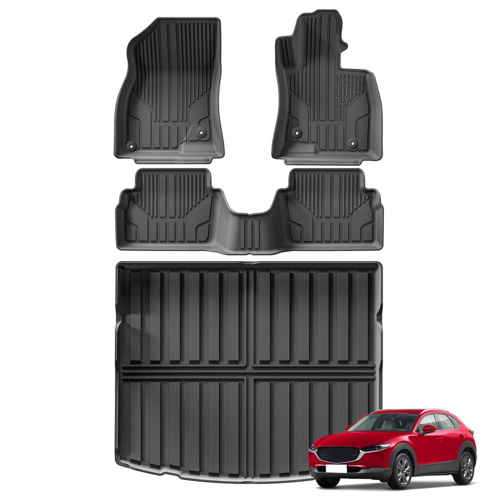 Smabee Right Drive for Mazda3 CX-30 (2WD AT) 2019-2024 TPE 3D Car Floor Mats Cargo Liner Trunk Pad All-Weather Accessories Black