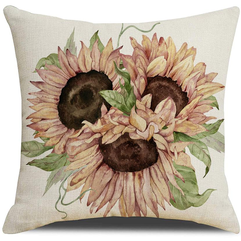 New Autumn Plant and Flower Pillowcase Thanksgiving Home Sofa Cushion Cover Linen Pillow