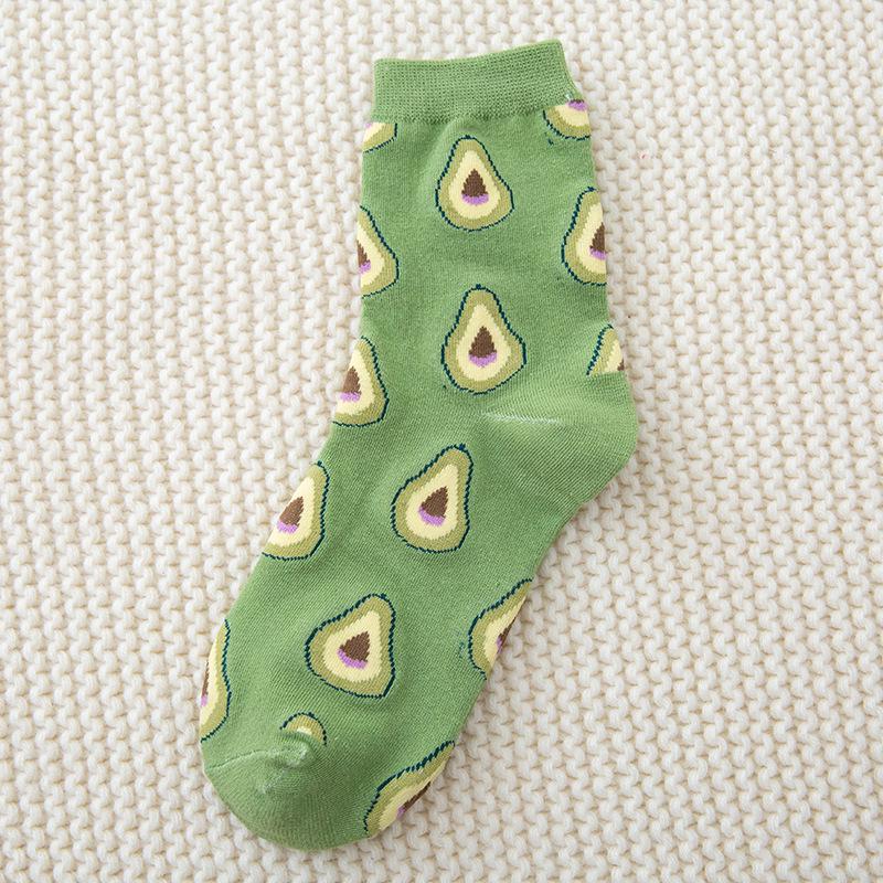 

Милые женские носки до середины икры в корейском и японском стиле с мультяшными фруктами для осени и зимы One Size