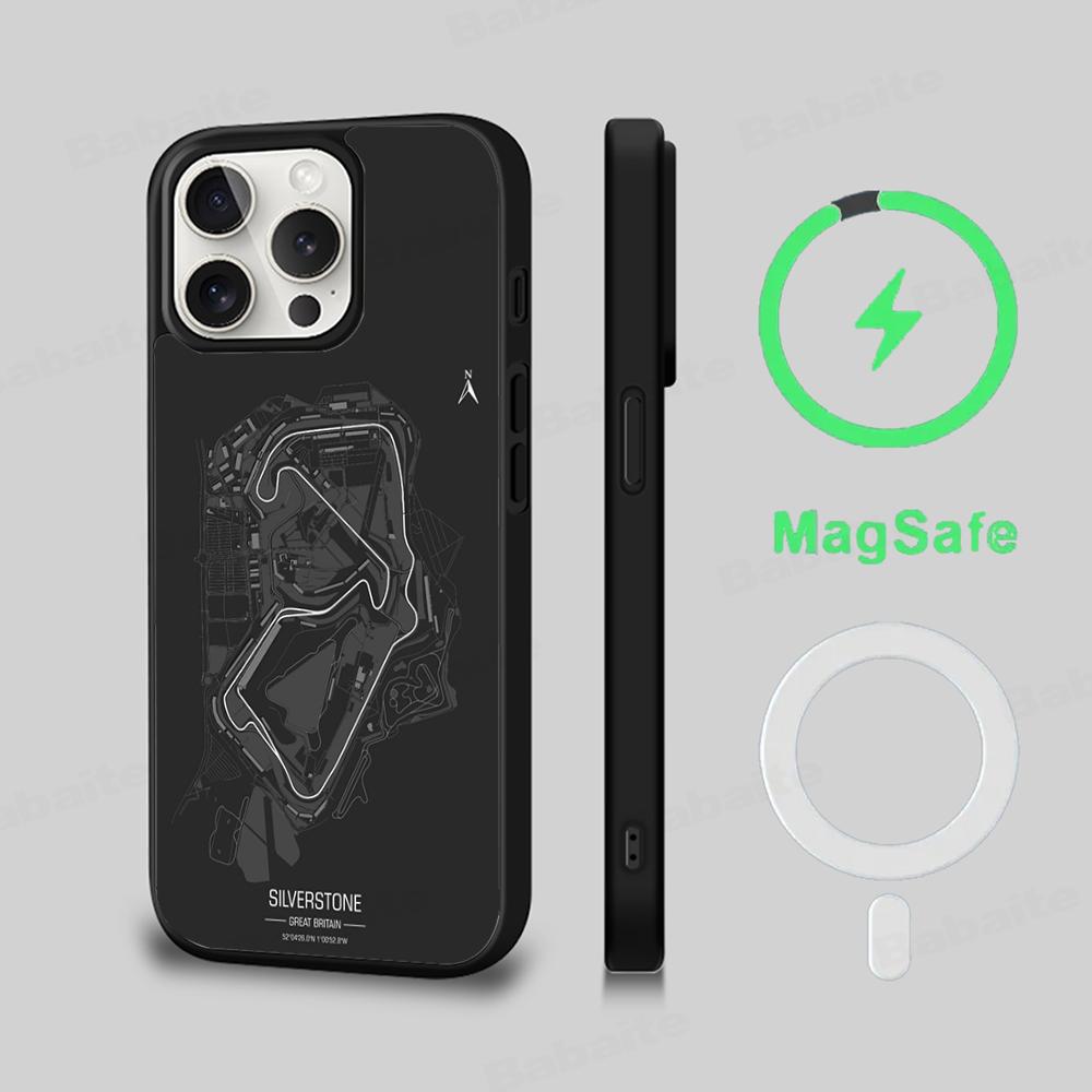 F1 Race Track Prints Phone Case Magnetic Case For IPhone 16 14 13 12 11 15 Pro Max Plus For Magsafe Wireless Charge Cover