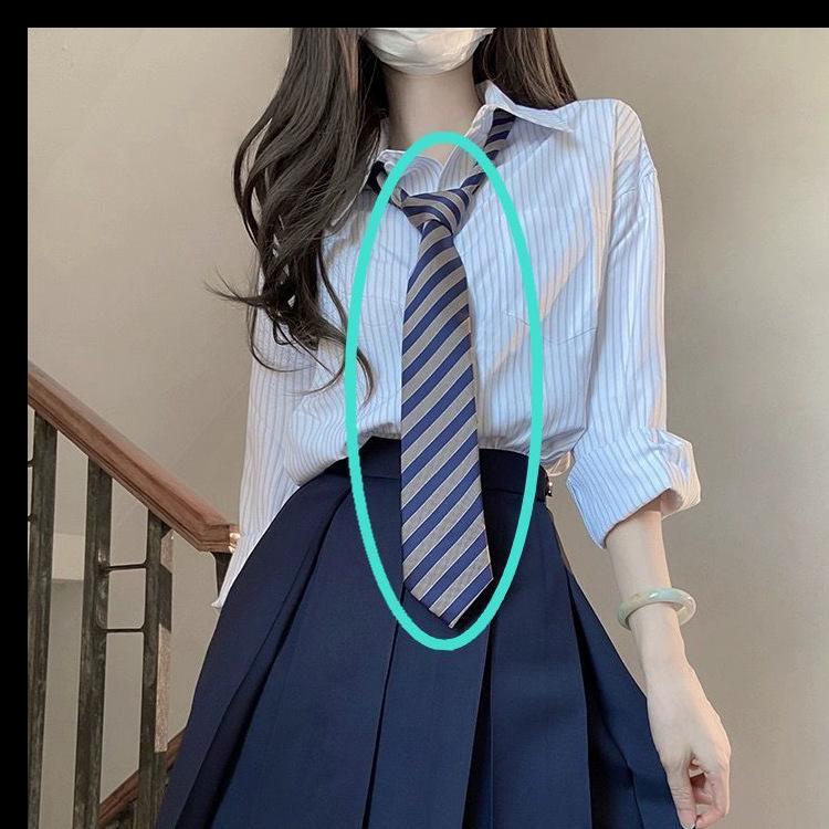 Women's Striped Long-Sleeve Shirt - Autumn 2024 Japanese Basic Style