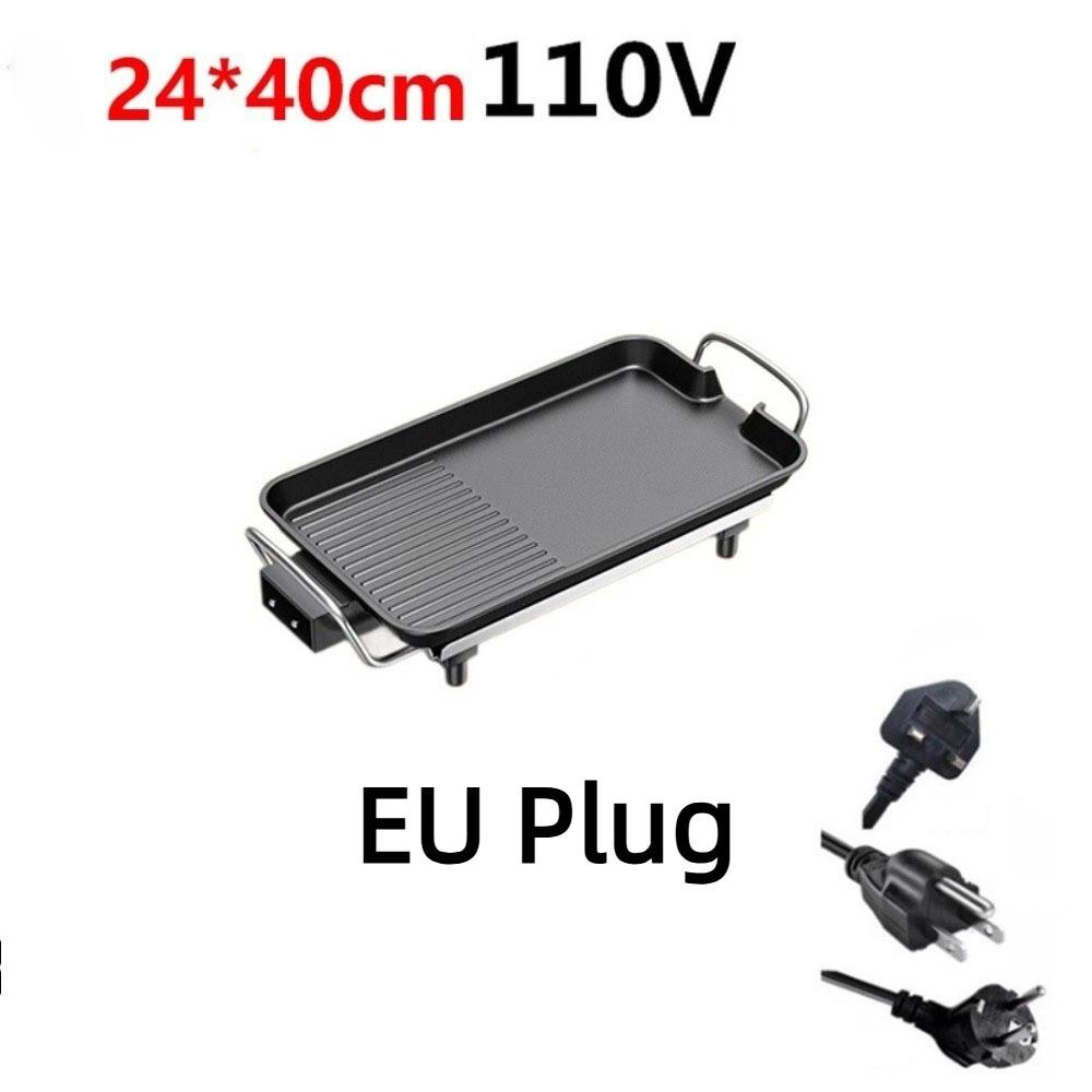 

Сковорода-гриль с антипригарным покрытием Многоцелевая посуда для вечеринок и шведского стола Портативная уличная гриль-пластина для жарки мяса 40*24cm EU Plug