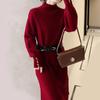 Knitted semi-turtleneck sweater dress autumn and winter temperament Muse fan high-end feeling with coat with bottom skirt