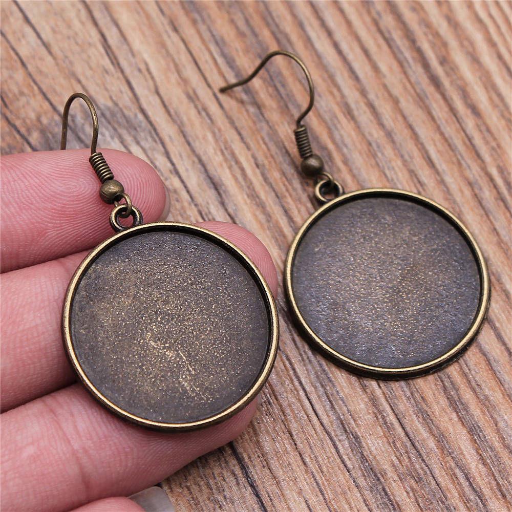 Drop & Dangle Earring Round Ear Hook Glass Cabochon Base Setting Tray Minimalist Jewelry ComponentsEarring Size 18x19mm QE025