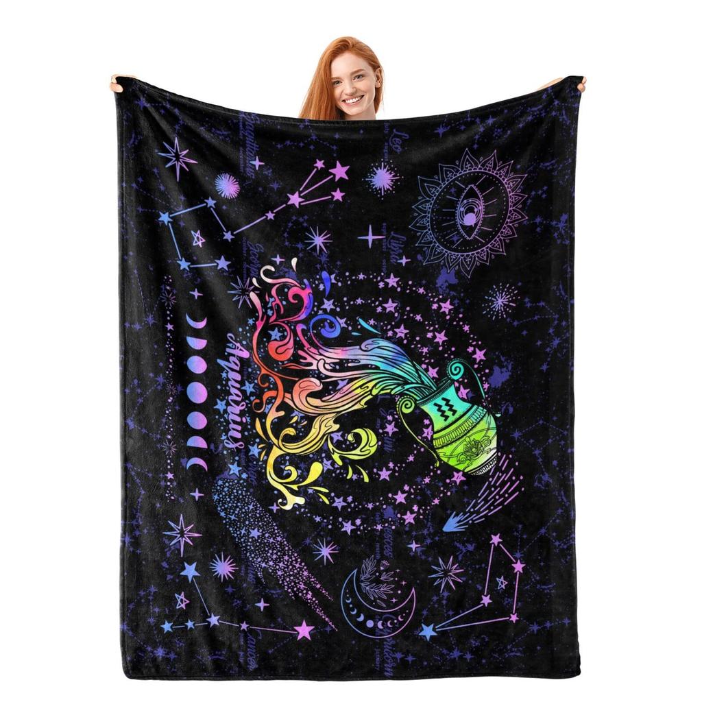 Cartoon Constellation Flannel Blanket Light Blanket Sofa Bedroom Bed Decorative Blanket