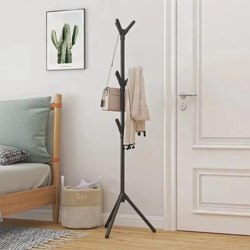 Clothes and Hats Rack Floor To Floor Bedroom Coat Hook Tree Hanger -Multi-hook Floor Vertical Coat Rack with Movable and Conve
