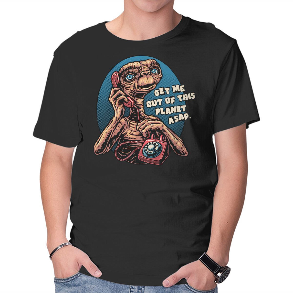 Unisex Crew Neck T-Shirt Phone Call To Space Graphic Short Sleeve Casual Tee XS