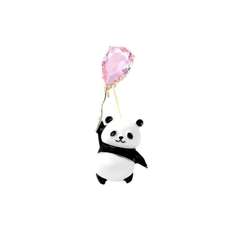 Broches panda mignonnes pour femmes en émail tenant un ballon Animal Party Casual Broches Cadeaux