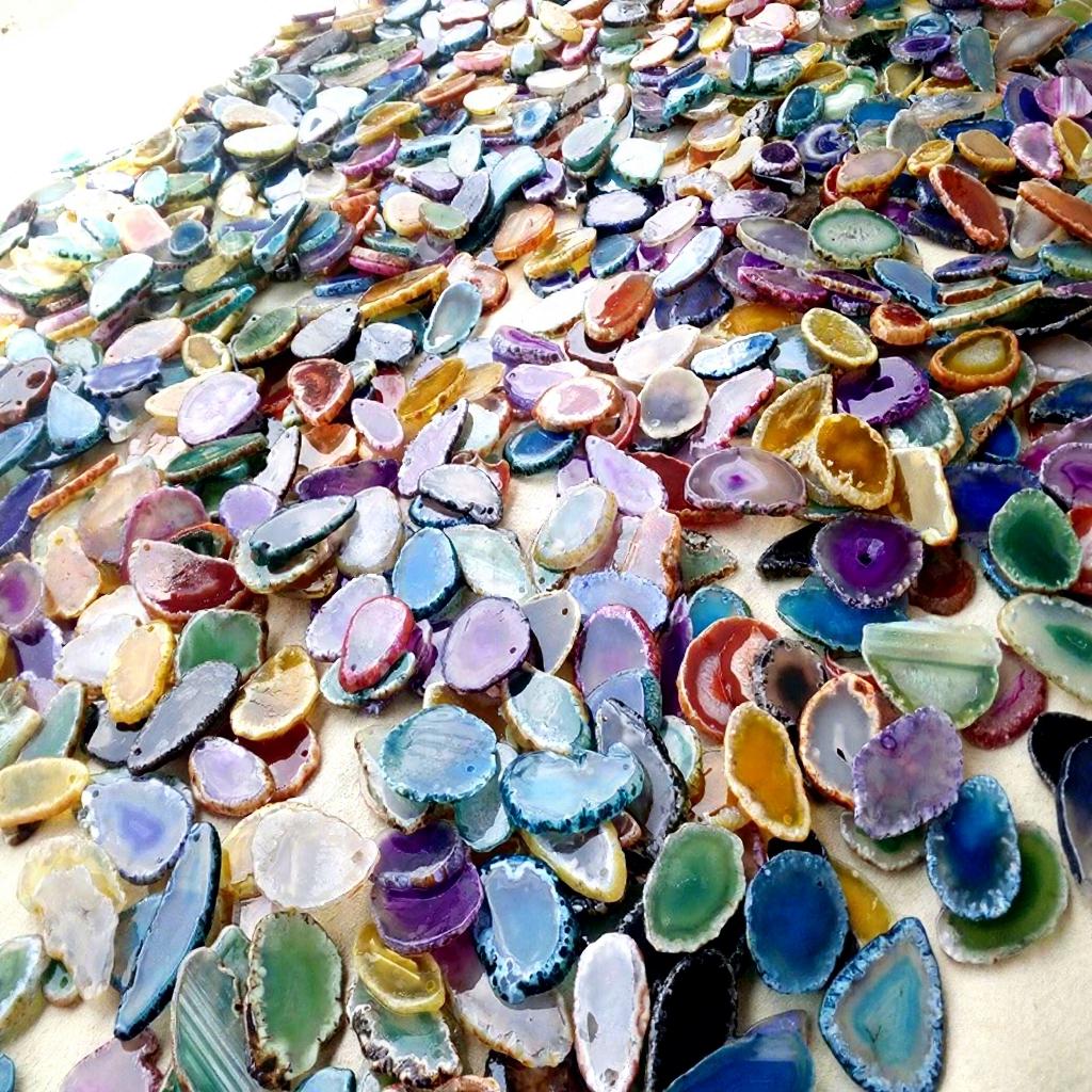 Factory Direct Natural Agate Slice Chandelier Wind Chime Pendant Red Yellow Blue Green Purple Crystal Agate Slices