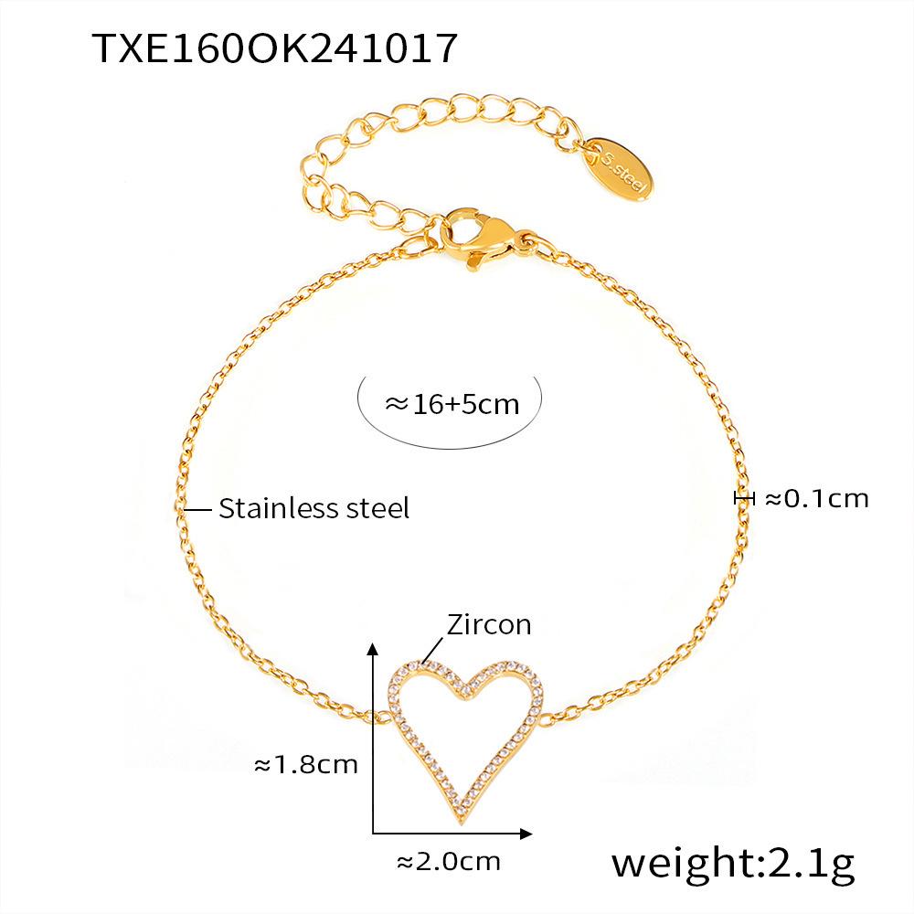 Qiong Yao Heart Zircon Clavicle Chain Bracelet - Light Luxury, Simple Women's Set