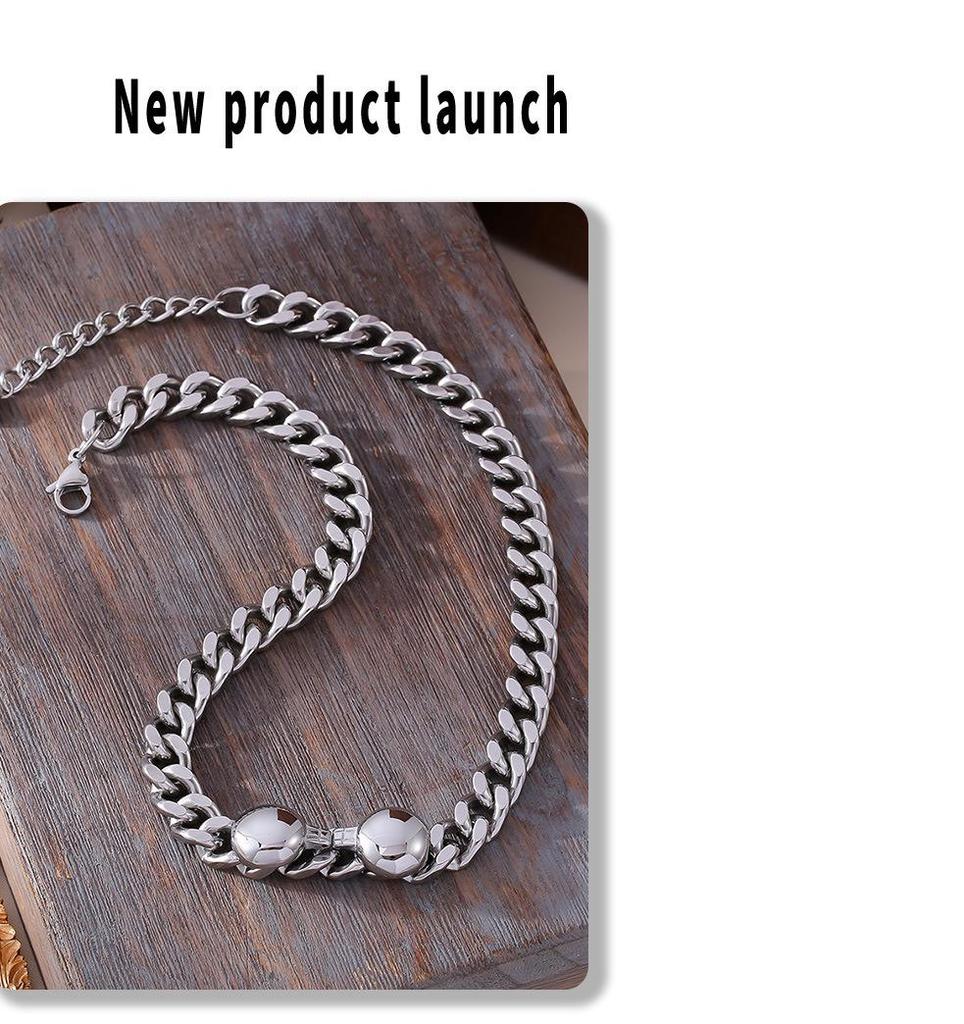 Chic European & American Fashion Stainless Steel Necklace & Bracelet Set - Light Luxury Decorative Chain
