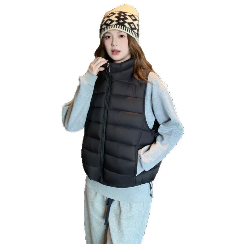 Ribs down cotton vest women's stand-up collar short autumn and winter top warm vest jacket