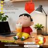 Crayon Shin Chan Night Light Tap Control Holding Soda Cup Vinyl Figure With Shiro Dog Cartoon Anime Desktop Decor For Anime Fans