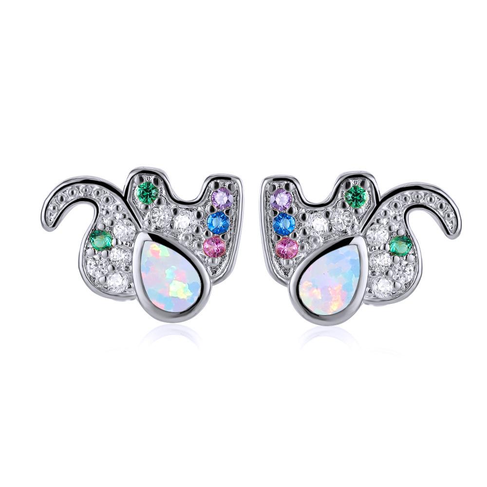 

Новый нишевый дизайн Золото Платина Капля воды Синий Белый Микропаве Цветные бриллианты Слоник Женские универсальные серьги