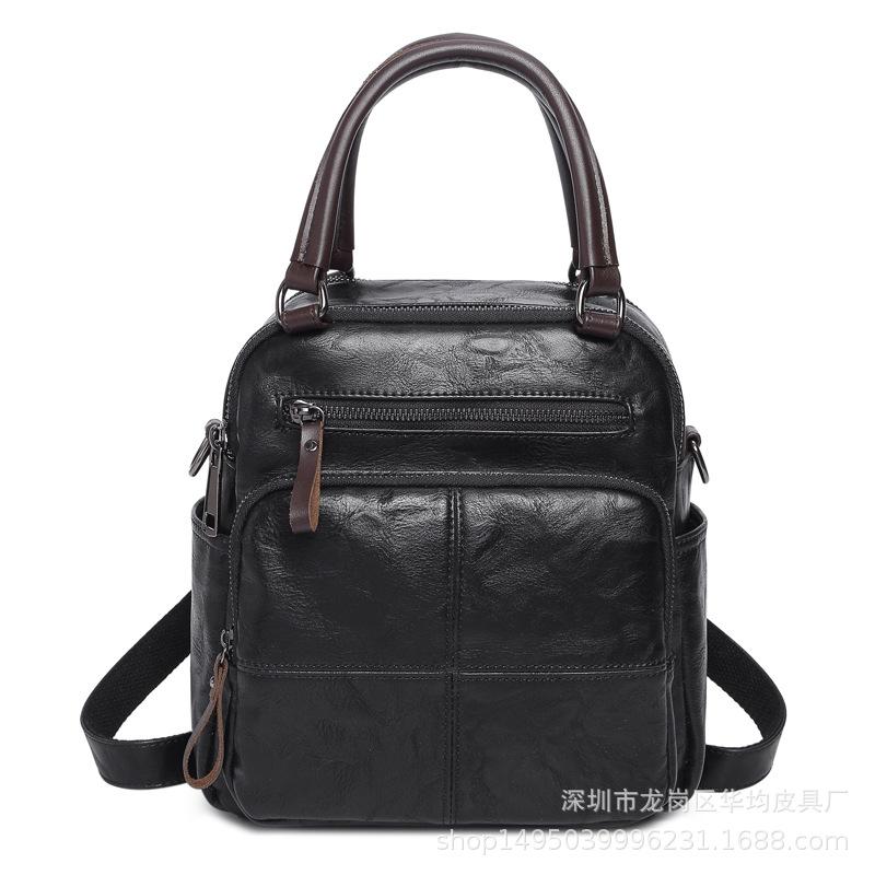 Women's Backpack Multifunctional and Fashionable, Paired with Genuine Leather Shoulder Bag, Diagonally Crossed, Hand-held, Retro Single Shoulder