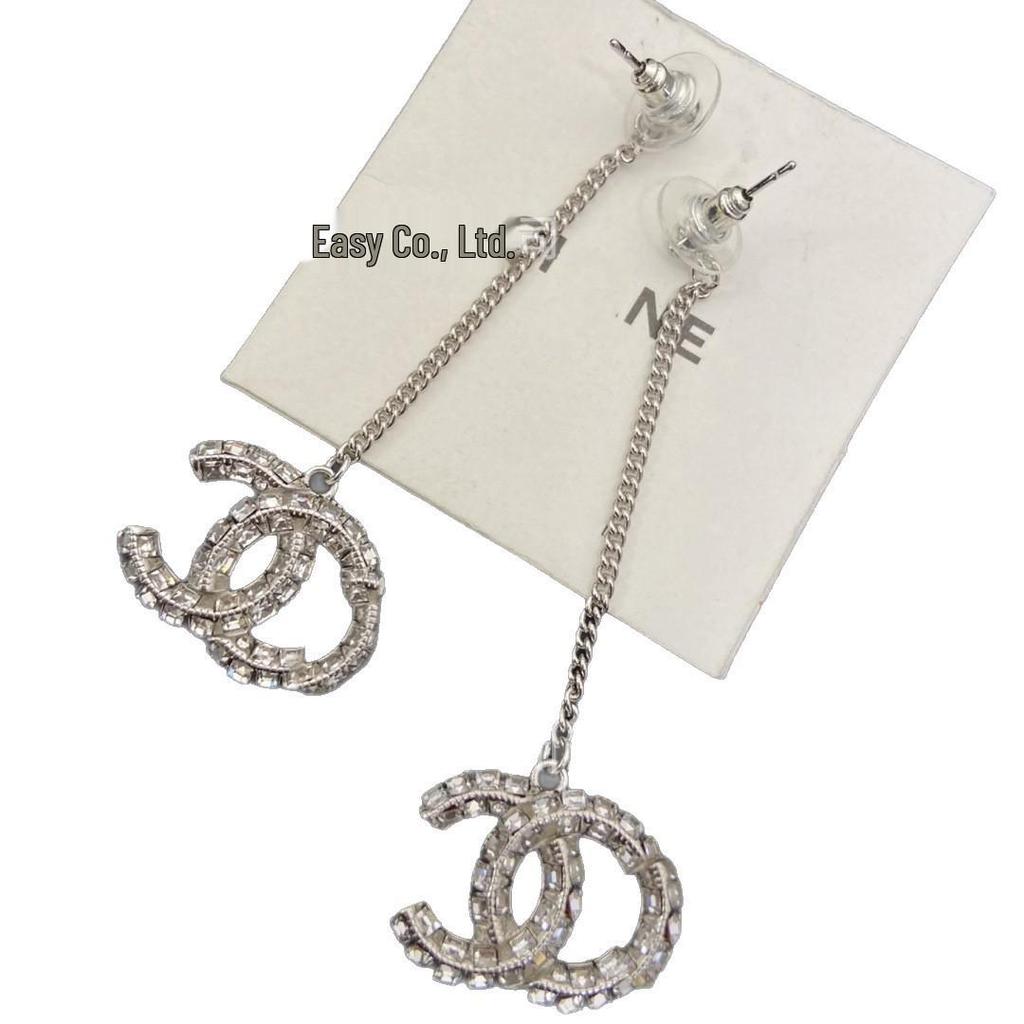 Dámské náušnice Seiko Double C s třásněmi, čtvercové, s diamantem