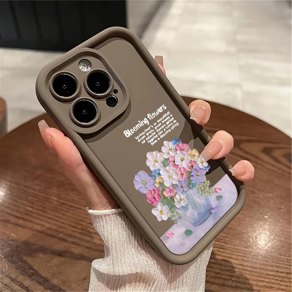 Fashionable and Colorful Bouquet Phone Case iPhone 15 Pro Max 11 12 13 16 14 Plus Silicone Shockproof Case Lens Protector Shell