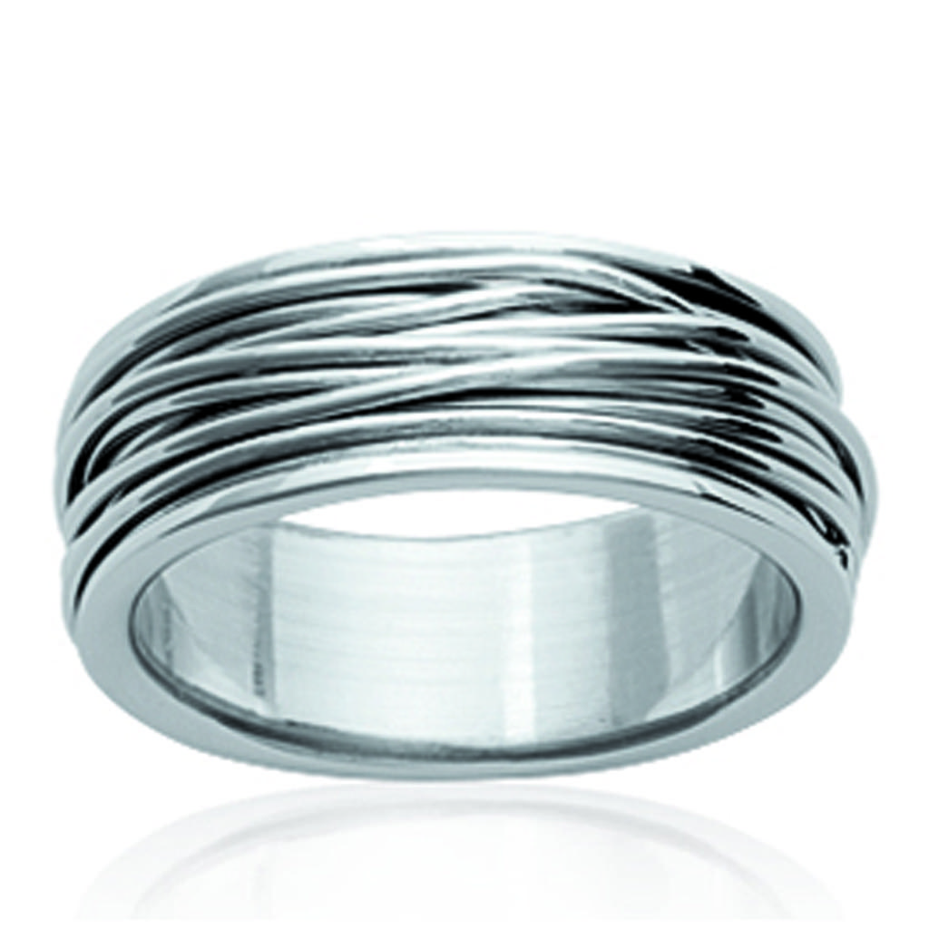 Stříbrný ocelový prsten 'Choreography' - 7 mm