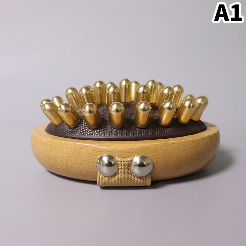 

360° Rotating Handheld Massage Roller | Wooden & Metal Bead Body Massager with Adjustable Strap for Muscle Relief