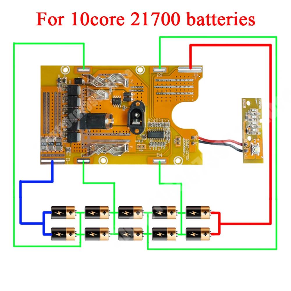 10 Cells 21700 Li-ion Battery Case Protection Circuit Board PCBA BMS for Lomvum Zhipu Hongsong Jingmi No Original For Makita Box